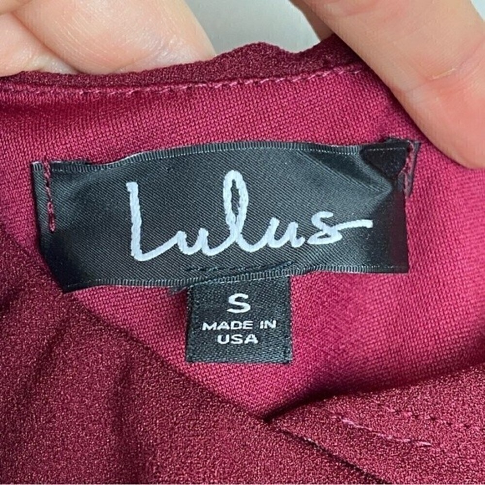 Lulu's Give Me a Beat Burgundy Asymmetrical One Shoulder Bodycon Midi Dress Sz S - Picture 7 of 8